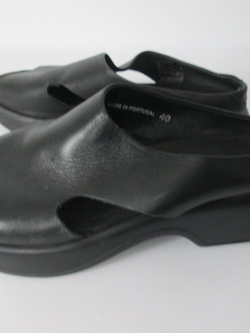 Dansko Shoes Women's 40 / 9 Black Leather Slides Open Toe Wedge Vintage 90s
